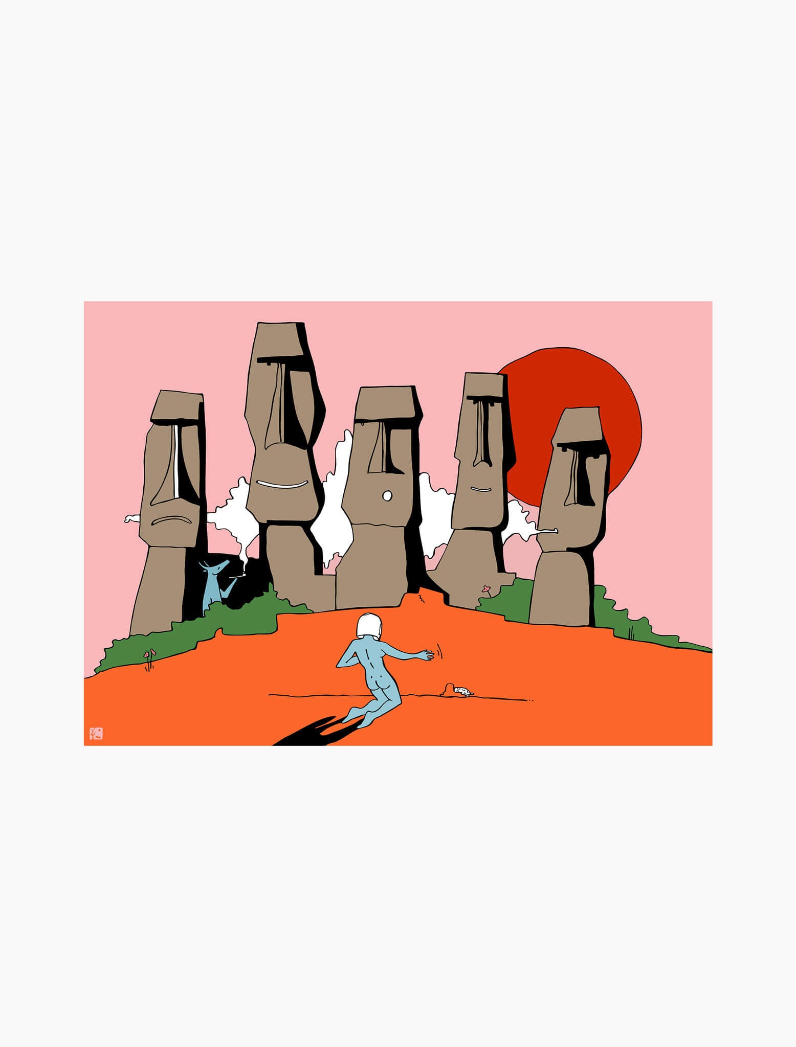 Naked Titgirl: Air Guitar on Easter Island